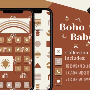 Boho Babe | 448+ Multi Color iPhone iOS14 App Icons | 9 Widget Icons | 7 Wallpaper designs
