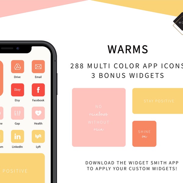 Warms / 288 Iconos de la aplicación multicolor / 3 iconos de widget de bonificación