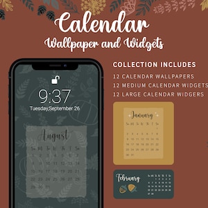 Hello Fall Calendar Wallpaper and Widgets | 12 Fall Calendar Wallpapers | 12 Medium Fall Widgets | 12 Large Fall Widgets