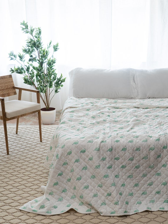 Cotton Quilt Summer Quilt Handmade Reversible Organic Etsy UK