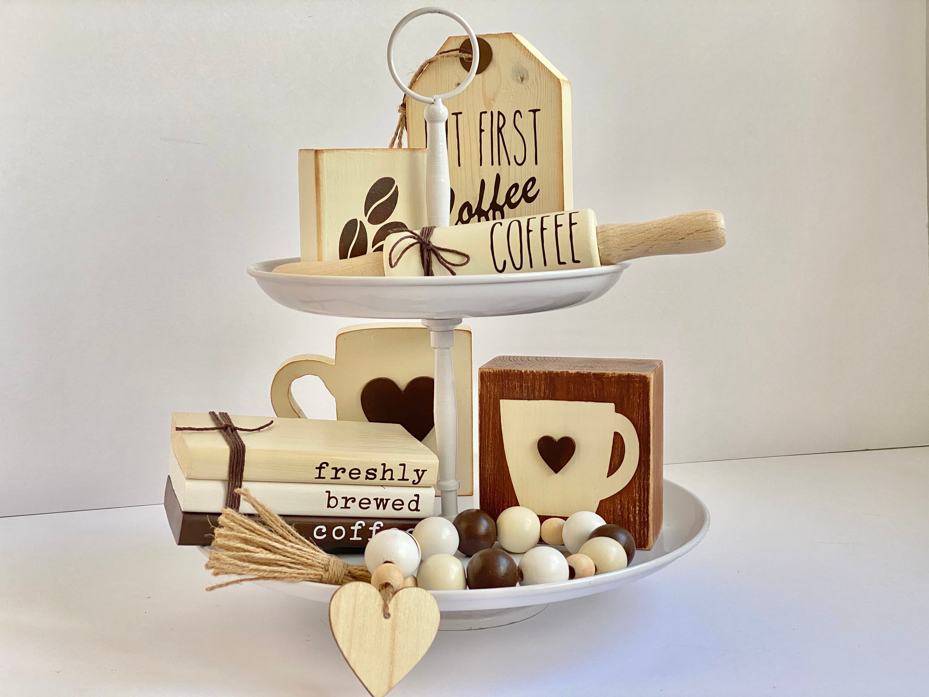 Tiered Tray Bundle/ Coffee Station Decor Bundle/ 4 Piece Etsy