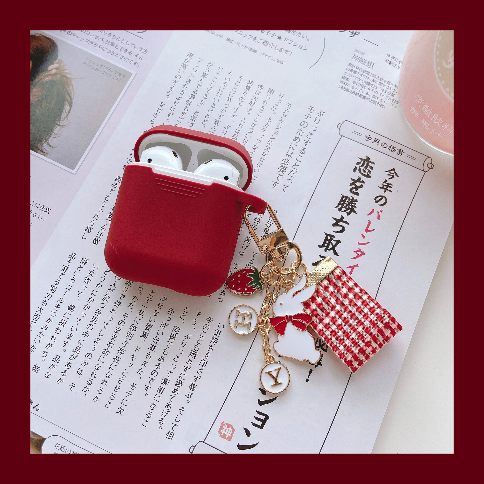 Red Rabbit Airpod Case Keychain Animal Strawberry Silicone Etsy Red Rabbit Airpod Case Keychain Animal Strawberry Silicone Etsy