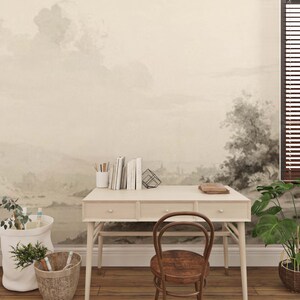 Landscape Wallpaper, Vintage Landscape Wall Mural, Peel and Stick Wall Art Easy Removable Wallpaper Living Room Decor Style Wall Mural