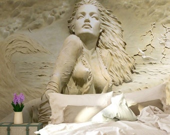 3D Look Relief Sexy Beauty Wallpaper, Women Style Relief Wall Mural Peel and Stick Colorful Easy Removable Living Room Wall Mural