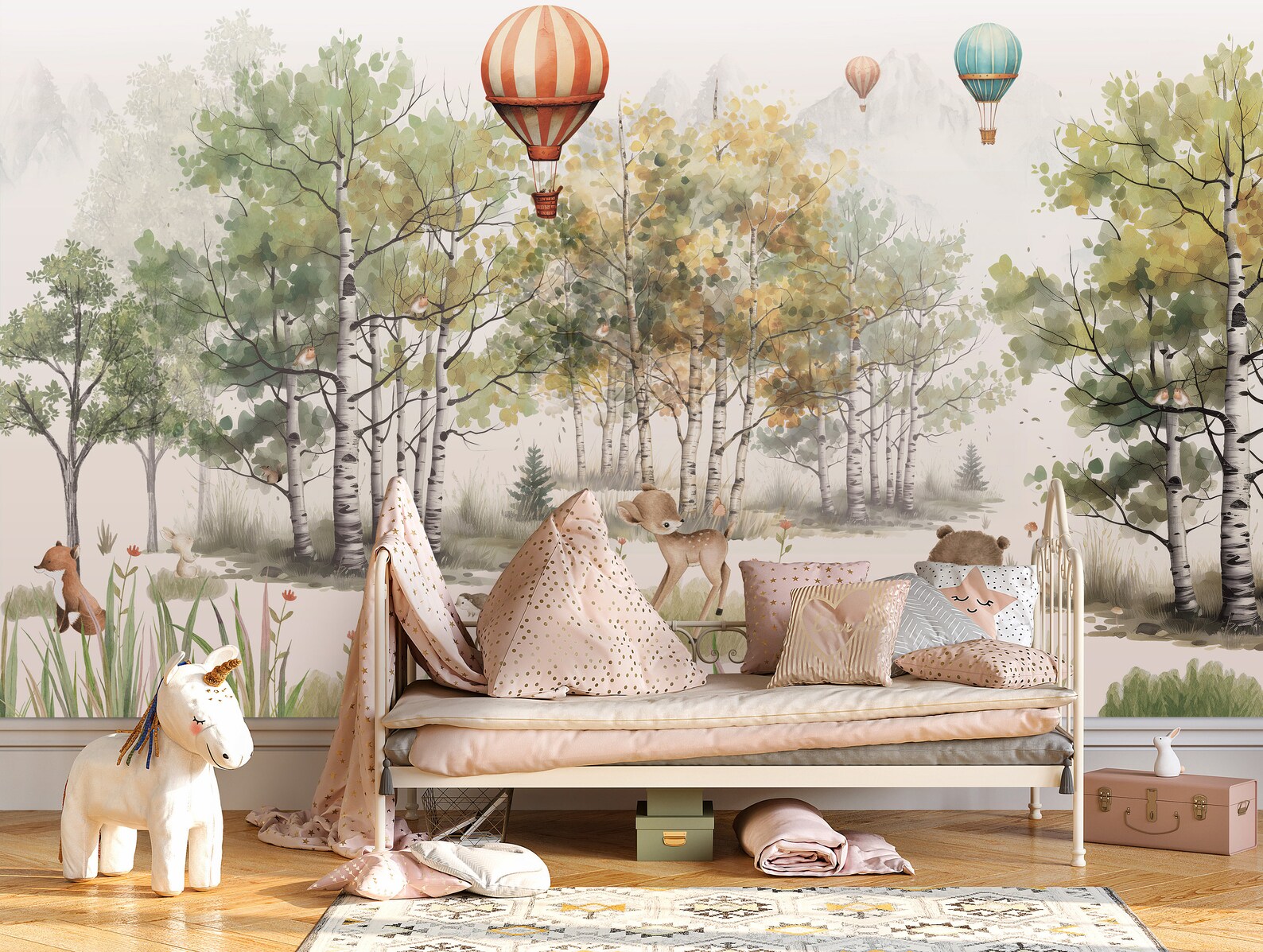 Forest Trees Kids Wallpaper: Peel and Stick Nursery Wall Mural - Etsy