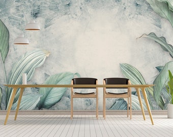 Tropical Palm Leaves Wallpaper Amazon Green Leaves Wallpaper Wall Mural Peel and Stick Wall Art Easy Removable Vintage Watercolor Wallpaper