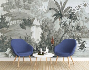 Nature Forest Wallpaper Black White Palm Trees  Peel and Stick Wall Art Easy Removable Wallpaper Living Room Decor Style Bedroom  Wall Mural