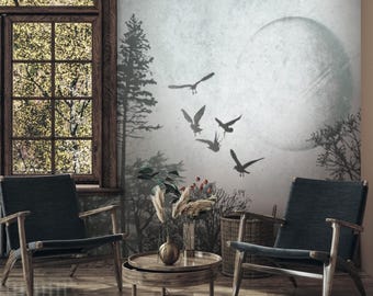 Nature Tropical Wallpaper, Palm Leaves Wall Mural  Peel and Stick Wall Mural Removable Wallpaper Living Room Decor Style Bedroom Wall Murals
