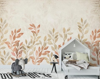 Soft Color Floral Wallpaper Peel and Stick Wall Art Easy Removable Minimalist Retro Wallpaper Flowers Seamless Watercolor Pattern Wall Mural
