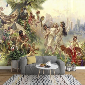 Oil Paint Forest Wallpaper: Landscape Mural, Peel and Stick
