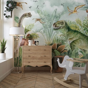 Dinosaurietapet: Jurassic barnrum självhäftande väggmålning bild 2
