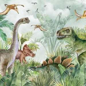 Dinosaurietapet: Jurassic barnrum självhäftande väggmålning bild 5