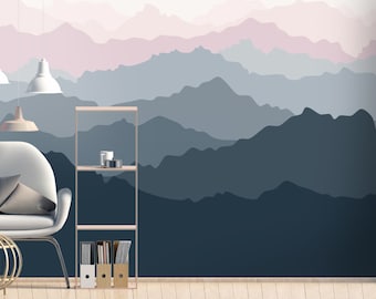 Watercolor Mountain Nursery Wall Mural Wallpaper Peel and Stick Easy Removable Self Adhesive Kids Wallpaper Child Room Wallpaper