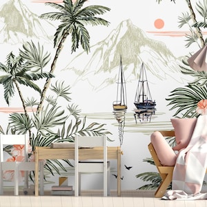 Bella carta da parati tropicale Amazon Green Leaves Wallpaper Wall Mural Peel and Stick Wall Art Easy Removibile Vintage Watercolor Wallpaper