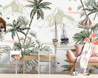 Beautiful Tropical Wallpaper Amazon Green Leaves Wallpaper Wall Mural Peel and Stick Wall Art Easy Removable Vintage Watercolor Wallpaper