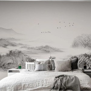 Mountain Landscape Wallpaper: Peel and Stick Forest Wall Mural