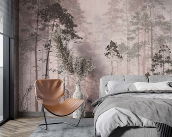 Tropical Wallpaper - Trees  Peel and Stick  Wall Mural - Self Adhesive Nursery Wall Art - Home Decor Forest  Decal