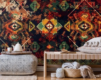 Abstract Geometric Carpet Wallpaper Peel and Stick Colorful Design Rug Wall Mural Easy Removable Pattern Wallpaper Self Adhesive Wallpaper