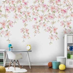 Aquarell Rose Blumen Tapete Schalen Und Stick Wandkunst Etsy