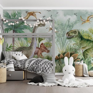Dinosaurietapet: Jurassic barnrum självhäftande väggmålning bild 4