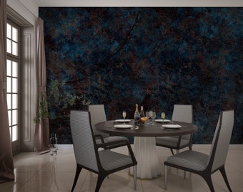 Dark Blue Concrete Wallpaper- Marble Texture- Removable- Peel and Stick- Self Adhesive- Concrete Modern Wallpaper