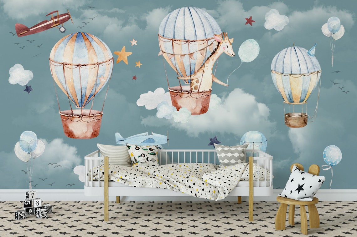 Hot Air Balloons Kids Wallpaper Peel and Stick Easy Removable | Etsy