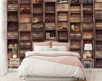 3D Look Abstract Bookshelf Wallpaper Peel and Stick Self Adhesive Wallpaper Removable Pattern Wall Art Living Room Bedroom Wall Mural