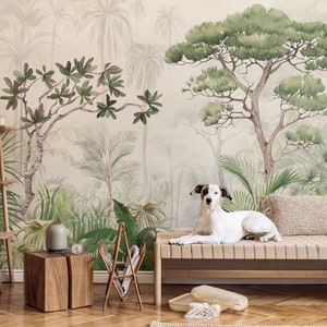 Tropical Trees Wallpaper: Botanical Peel and Stick Wall Mural