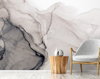 Black White Marble Wall Mural Abstract  Wall Art Wallpaper Peel and Stick Easy Removable Pattern Wallpaper Living Room Wall Mural