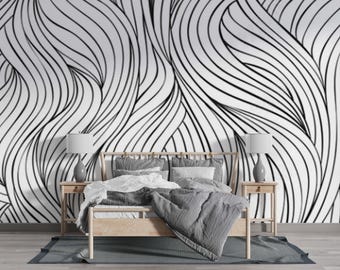 Abstract Curve Pattern Wallpaper Peel and Stick Self Adhesive Wallpaper Removable Pattern Wall Art Living Room Bedroom Wall Mural