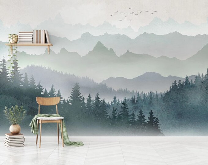 Featured listing image: Nature Rainforest Nursery Wall Mural Wallpaper Peel and Stick Easy Removable Self Adhesive Kids Child Room Wallpaper Forest Landscape