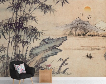 Watercolor Tropical Wallpaper Forest Landscape  Peel and Stick Wall Art Removable Wallpaper Flowers Living Room Bedroom Style Wall Mural