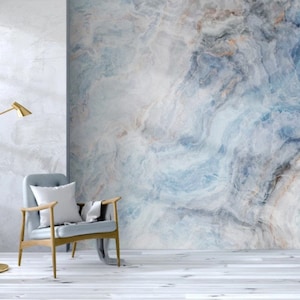 Blue Color Style Marble Wallpaper Peel and Stick Removable Pattern Wall Mural Self Adhesive Wallpaper Marble Stone Living Room Wall Art