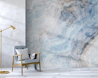 Blue Color Style Marble Wallpaper Peel and Stick Removable Pattern Wall Mural Self Adhesive Wallpaper Marble Stone Living Room Wall Art