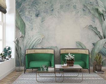 Tropical Palm Leaves Wallpaper Amazon Green Leaves Wallpaper Wall Mural Peel and Stick Wall Art Easy Removable Vintage Watercolor Wallpaper