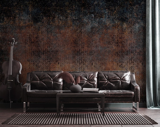 Featured listing image: Dark Color Concrete Wallpaper- Marble Texture Grunge Wallpaper- Removable- Peel and Stick- Self Adhesive- Concrete Modern Wallpaper