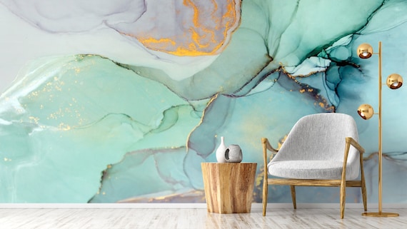 Abstract Alcohol Ink Marble Wallpaper Mural, Removable Wall Art (Peel and Stick)