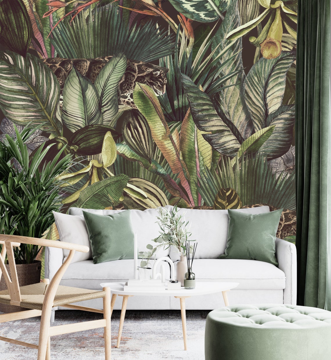 Tropical Botanical Wallpaper Peel and Stick Wall Mural - Etsy