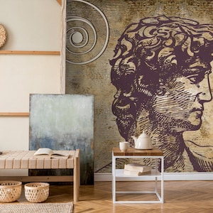Carta da parati 3d Look, colonne ioniche murali architettoniche e arte greca antica, David Peel e Stick Murale da salotto facile rimovibile