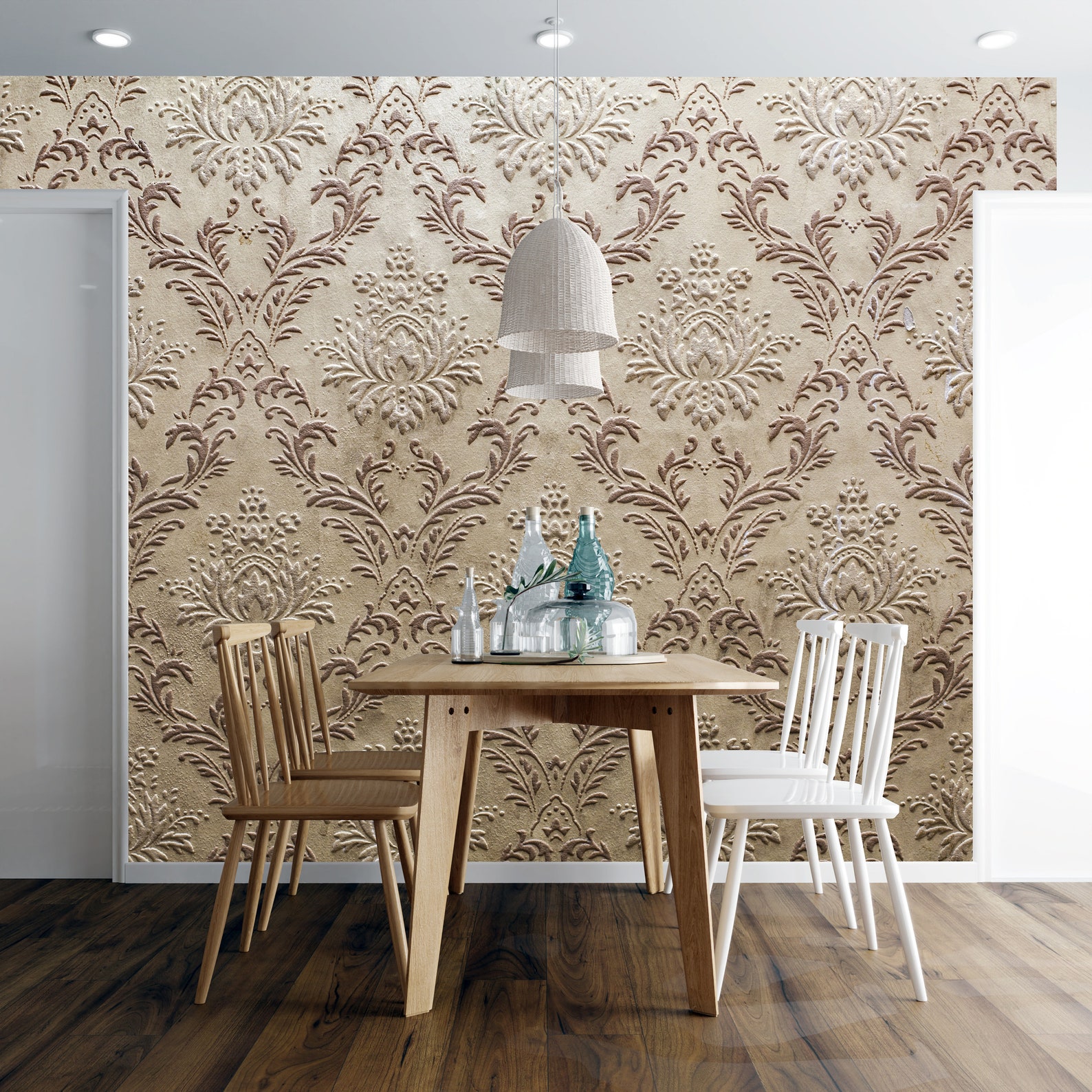 Modern Damask Wallpaper Peel and Stick Easy Removable Pattern Etsy