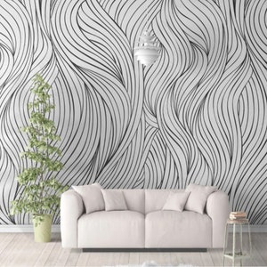 Abstract Curve Pattern Wallpaper Peel and Stick Self Adhesive Wallpaper Removable Pattern Wall Art Living Room Bedroom Wall Mural