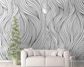 Abstract Curve Pattern Wallpaper Peel and Stick Self Adhesive Wallpaper Removable Pattern Wall Art Living Room Bedroom Wall Mural