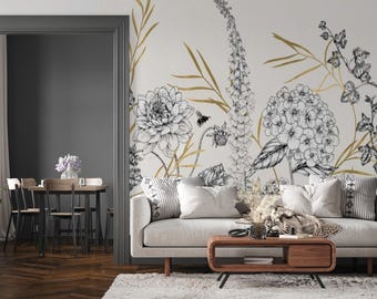 Tropical Wallpaper Palm Leaves  Peel and Stick Wall Mural Removable Wallpaper Living Room Decor Style Bedroom  Wall Mural Parrot
