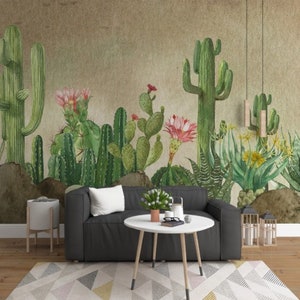 Pianta Cactus Carta da parati Nursery Murale Bambini Carta da parati Peel and Stick Facile rimovibile Autoadesivo Per bambini Carta da parati per bambini Carta da parati per bambini