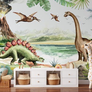 Dinosaur Nursery Wallpaper Mural: Peel and Stick Kids Room Decor