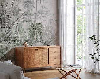 Tropical Palm Tree Wallpaper: Peel and Stick Jungle Wall Mural