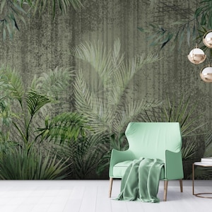 Tropische Tapete Grüne Palmenblätter Wandbild Schälen und Stick Abnehmbare Tapete Wohnzimmer Dekor Stil Schlafzimmer Wandkunst