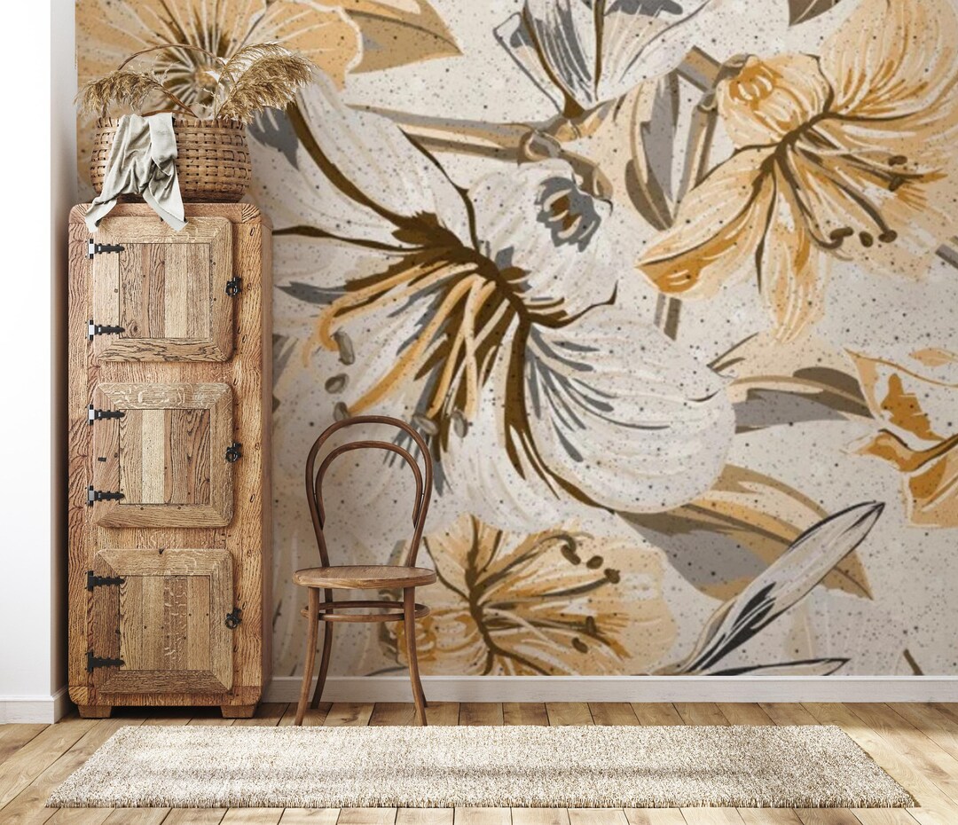Vintage Floral Peony Wallpaper: Peel and Stick Wall Mural - Etsy