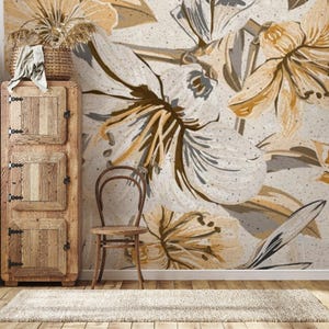 Vintage Floral Peony Wallpaper: Peel and Stick Wall Mural