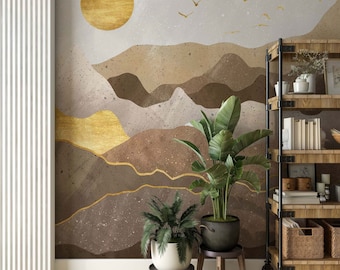 Kids Wallpaper - Mountain Wall Mural - Self Adhesive Nursery Wall Art - Child Room Mountain Decor Forest  Decal